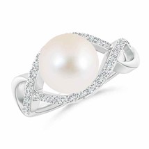 Authenticity Guarantee 
ANGARA Freshwater Pearl Infinity Ring with Diamonds f... - £1,059.98 GBP