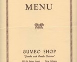Gumbo Shop Menu St Peter Street New Orleans Louisiana 1950&#39;s - $97.02