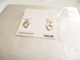 Department Store 3/4&quot; Sterling Silver Dangle Drop Heart Fish Hook Earrings B543 - £11.58 GBP