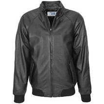 DR172 Men&#39;s Real Leather Bomber Jacket Raglan Shoulder Black - £159.09 GBP