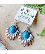 Dorothy Silver Turquoise Earrings Native American Feather Dangle Southwe... - $255.45 MXN