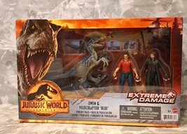 NEW Jurassic World Dominion Extreme Damage Owen &amp; Velociraptor Blue Pursuit Pack - £17.22 GBP