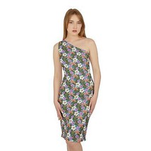 Women&#39;s Shoulder Dress All Over Print Hawaiian Flowers on Blue S - XL - $62.38