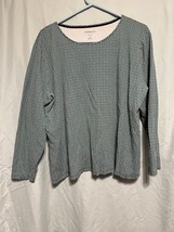 Croft &amp; Barrow Women’s Classic Tee Long Sleeve 2X Green And Blue Circles - $17.82