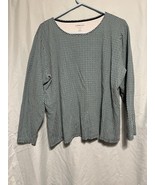 Croft &amp; Barrow Women’s Classic Tee Long Sleeve 2X Green And Blue Circles - $328.18 MXN