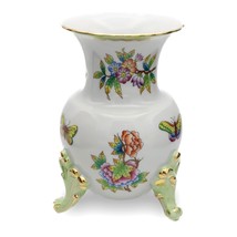 Herend Victoria Footed Vase, Antique Hand-painted Floral Porcelain Cente... - $220.35