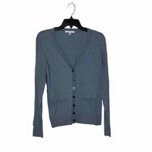 CAbi Cardigan Sweater Size Medium Blue With Neon Tints 100% Cotton LS - £23.87 GBP