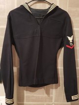 USN US Navy Service Dress Blue Jumper Top Vtg OS3 Wool Custom Stitching ... - £79.89 GBP