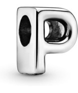 Genuine Pandora 925 Sterling Silver Letter P Alphabet Slide Charm Bracelet - £25.92 GBP