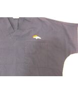 NFL Extra Small Denver Broncos LICENSED Logo Scrub Top MEDICAL DENTAL BL... - $16.47