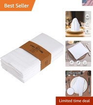 White Cloth Napkins Set of 12 - Reusable 20x20 Cotton with Mitered Corners - $45.00