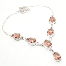 Morganite Pear Shape Handmade Christmas Gift Necklace Jewelry 18&quot; SA 2149 - £6.22 GBP