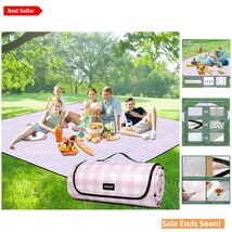 Extra Large 80''x80'' Vintage Gingham Picnic Blanket - Waterproof &amp; Sand... - $65.29