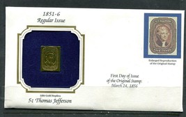 USA Gold Replica (22 kt surface) Original stamp 1856 5c Thomas Jefferson 9921 - £3.95 GBP