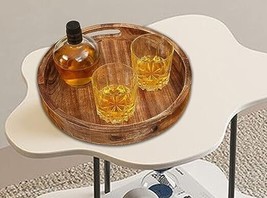 Handmade Wooden Round Serving Tray For Beverage Food Tea By Marmoris Ecom - £32.79 GBP