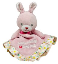 Magic Years Some Bunny Loves Me Lovey Rabbit Rattle Security Blanket Plush Pink - £11.19 GBP