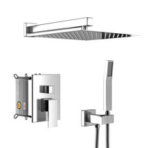 Dual Shower Head - 12 Inch Wall Mounted Square Shower - Chrome - £162.47 GBP