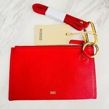 HOBO GO Tour Leather Zip Pouch Bag, Wristlet, with Lanyard, Red/Gold, NWT - $69.00