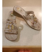 Earth Spirit Women&#39;s Beige Magnolia Beaded Slide Sandals Size 8.5 Leather - €21,71 EUR