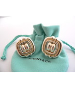 Tiffany &amp; Co Silver 18K Gold Rope Square Clip On Earrings Gift Pouch Love - £469.27 GBP