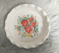 Pioneer Pie Baking Dish Plate 10&#39;&#39; Ruffle Roses Floral 2” Deep - £19.77 GBP