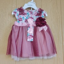Nicole Miller New York Infant Girls Dress Tulle 0-3 Months Mauve Floral 3pc - £19.13 GBP
