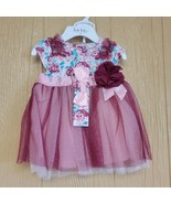 Nicole Miller New York Infant Girls Dress Tulle 0-3 Months Mauve Floral 3pc - £18.49 GBP