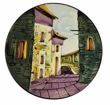 Vintage Decorative Plate M. Valero Spanish Pottery Hand Painted Houses 8.75&quot;  - £13.42 GBP
