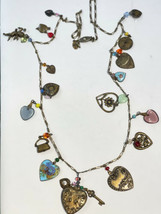 Vintage Glass Works Studio Charm Heart Necklace 31” long - £98.69 GBP