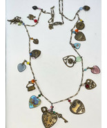 Vintage Glass Works Studio Charm Heart Necklace 31” long - £98.92 GBP