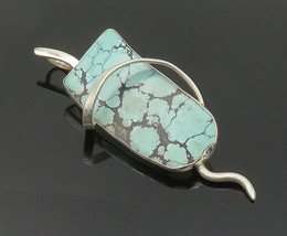 SAL STURIALE 925 Silver - Vintage Turquoise Modernist Shiny Brooch Pin - BP8026 - £92.00 GBP
