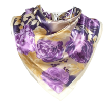 Anyyou Scarf for Women Floral Purple Printed Polyester Silk Big Square S... - €15,26 EUR