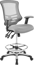 Tall Office Chair In Gray, Modway Calibrate Mesh Drafting, For Use At Reception - £158.99 GBP