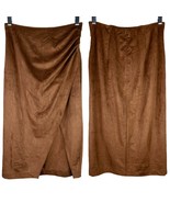 Abercrombie &amp; Fitch Skirt Vegan Suede Midi Small Brown Stretch S New - £39.38 GBP