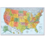Rand McNally U.S.Physical/Political Map Dry Erase Single Roller Mounted ... - $400.62 MXN
