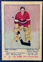 1951-52 Parkhurst #61 Terry Sawchuk Rookie Reprint - Mint - Detroit Red Wings - £1.56 GBP