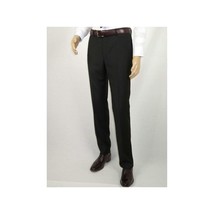 Men's Mantoni Flat Front Pants All Wool Super 140's Classic Fit 40901 Black image 2