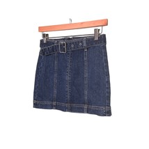 PACSUN Size 23 Denim Dark Wash Blue Jean Mini Skirt Back Zip Belted - £13.20 GBP