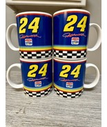 Jeff Gordon Coffee Mug Set Of 4 #24 Vintage NASCAR Dupont Checkered Flag - £14.25 GBP
