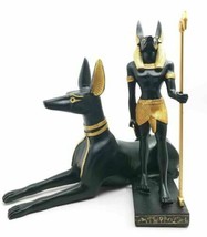 Classical Egyptian Afterlife Deity Anubis Jackal Dog and Man Form Figurine Set - £39.15 GBP