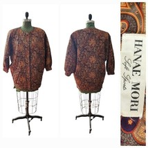 Vintage 80s Hanae Mori Soft Sports Silk Quilted Paisley Oversized Jacket M - $183.15