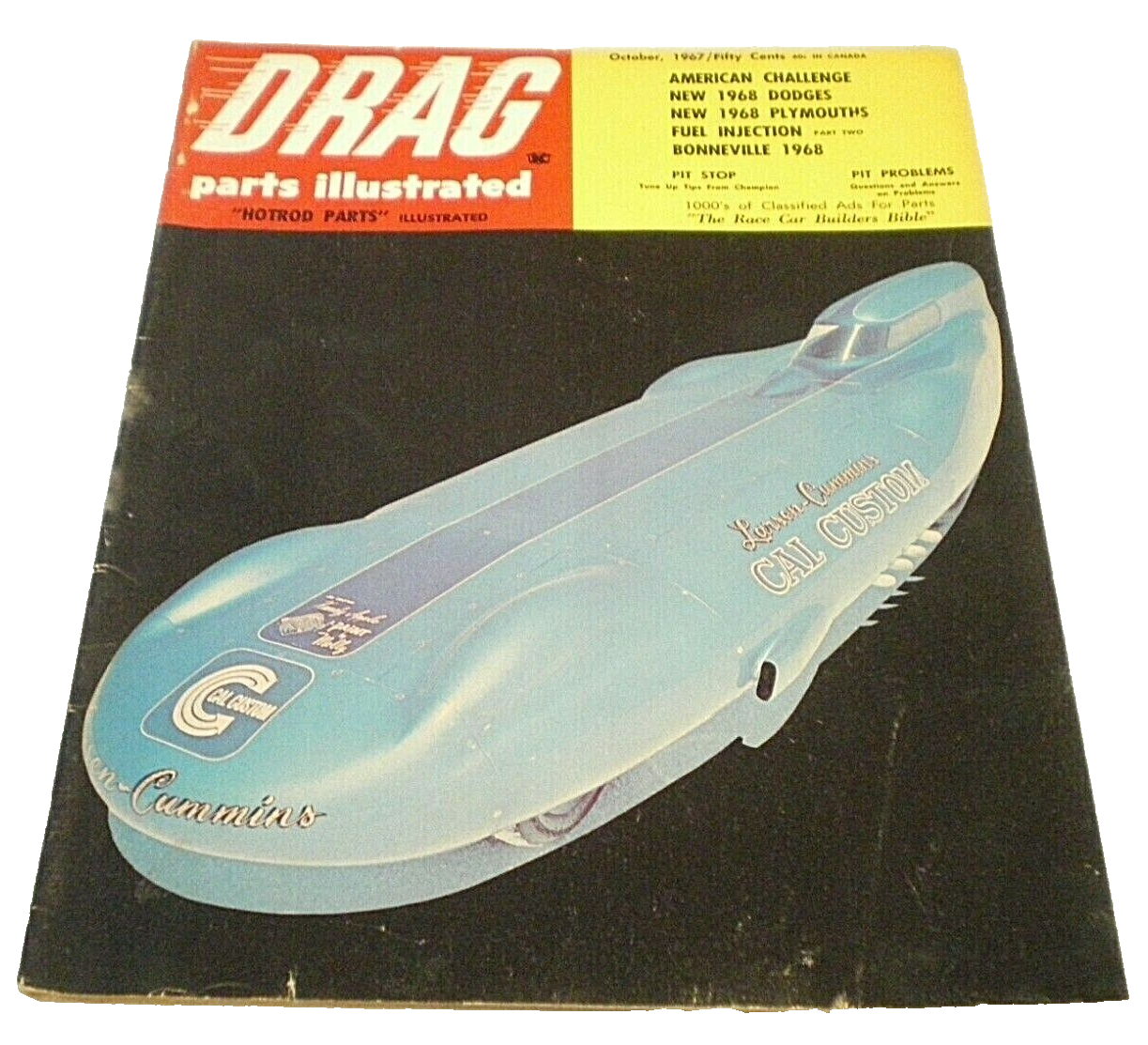 Primary image for Vtg DRAG PARTS ILLUSTRATED (October, 1967) Hot Rod Race Car MAGAZINE Bonneville