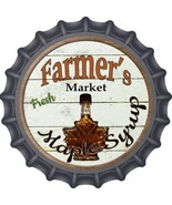 Farmers Market Maple Syrup Novelty Metal Bottle Cap 12 Inch Sign - $36.85 CAD