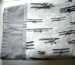 New Gray with Vintage Airplanes Double Flannel  Baby Blanket Quilt Handmade - $22.99