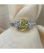 3 Piedra 1.22CT Igi Amarillo Ovalado Laboratorio Crecer Diamante Compromiso 14k - $1,645.55