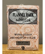 Better Home Flannel Back 52&quot; x 90&quot; Oblong Orange Flower Circle Table Cloth - $27.14 CAD