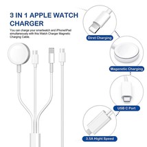 3 in 1 Magnetic Charging Cable For Apple Watch Charger iPhone iWatch USB Cable - £12.36 GBP