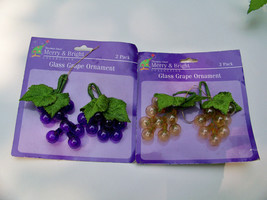 Christmas House Merry & Bright Glass Grape Ornaments, Purple & Yellow - $4.97