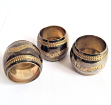 Etched Brass Napkin Ring Holders Floral Embossed Gold Tone India Lot Of ... - €6,82 EUR