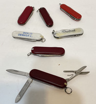 VTG Keychain Pocket Utility Knives Scissors File Knife Lot of 7 White Red 2.25&quot; - £10.04 GBP